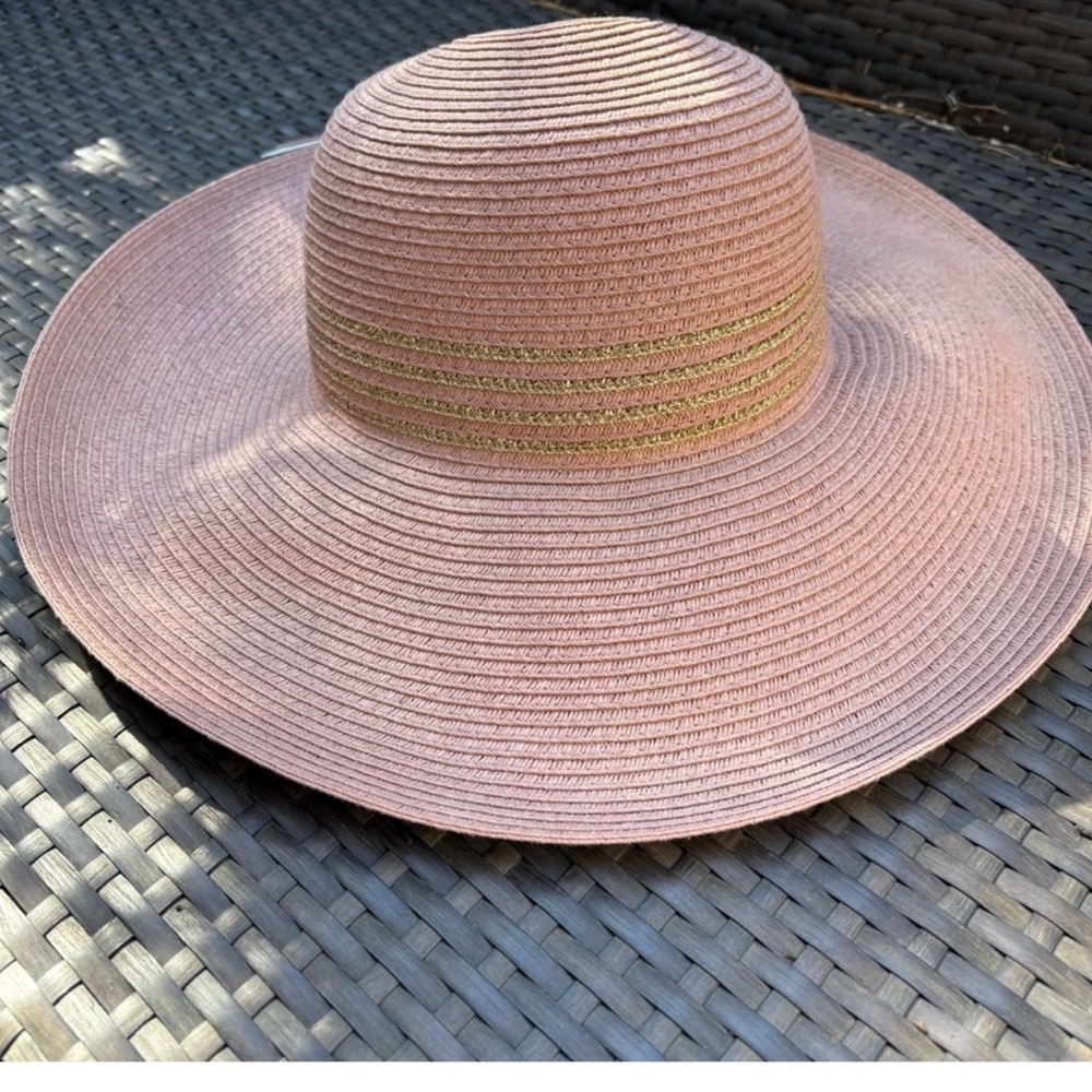 NWT David and Young Pink with Gold Sun Hat Wide Brim
